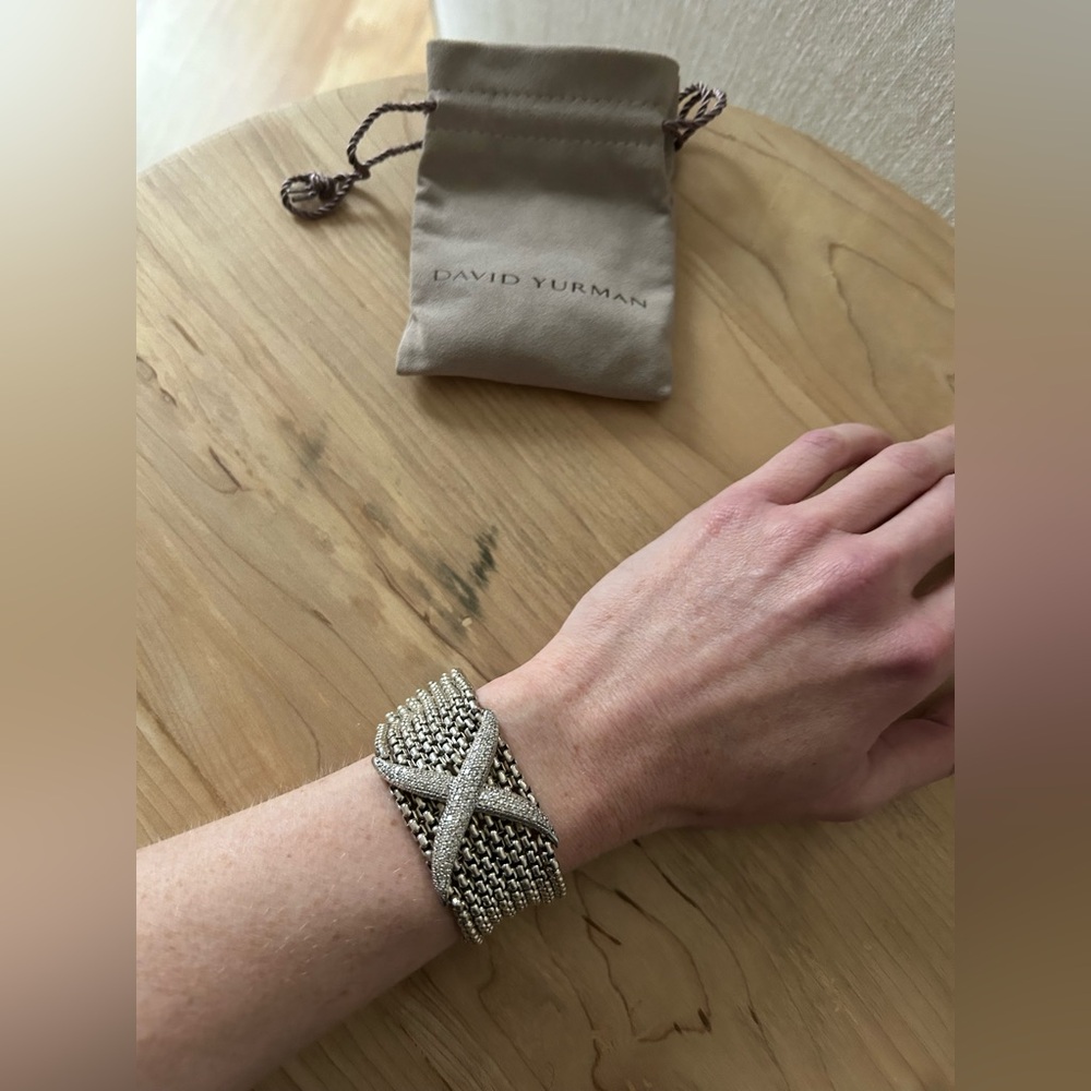David Yurman Silver & Diamond Woven Bracelet